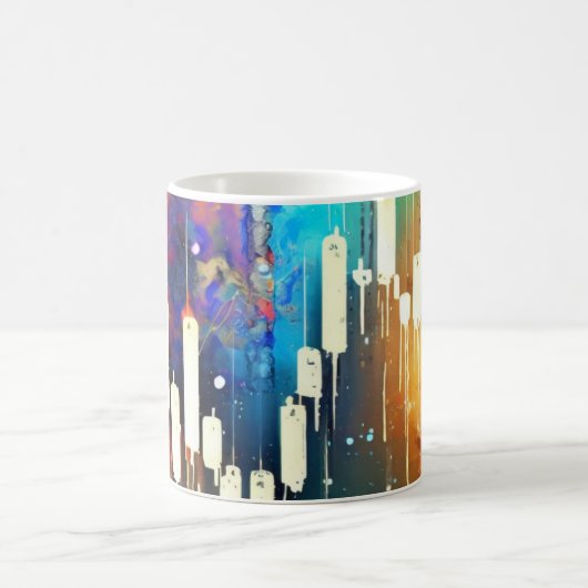 Farbenfrohe abstrakte Kerzenhalter-Diagramm Kaffeetasse (Mittel)