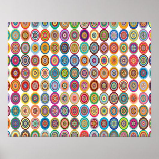 Farbenfrohe Abstrakte kleine, konzentrierte Kreise Poster (Vorne)
