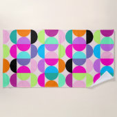 Farbenfrohe Abstrakte Kreise Mitte Jahrhundert Mod Strandtuch (Vorderseite)