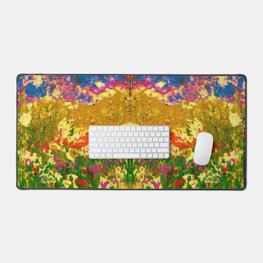 Farbenfrohe Abstrakte Kunst, Dichtung und Musik Schreibtischunterlage (Tastatur & Maus)