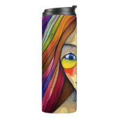 Farbenfrohe Abstrakte Kunst, Hübsche Kunst Thermosbecher (Nach links gedreht)