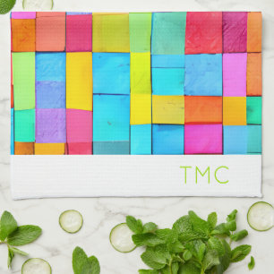 Farbenfrohe Abstrakte Kunst INITIALS Moderne Dekor Geschirrtuch