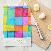 Farbenfrohe Abstrakte Kunst INITIALS Moderne Dekor Geschirrtuch (Viertel Falte)