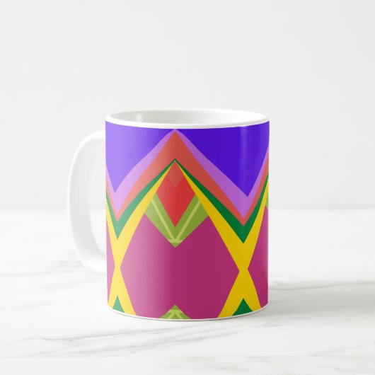 Farbenfrohe abstrakte Kunst Kaffeetasse (Vorderseite Links)