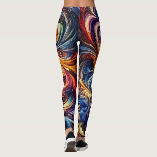 Farbenfrohe Abstrakte Kunst Leggings (Rückseite)