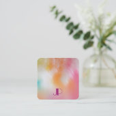 Farbenfrohe Abstrakte Kunst Moderne Elegante Monog Quadratische Visitenkarte (Stehend Vorderseite)