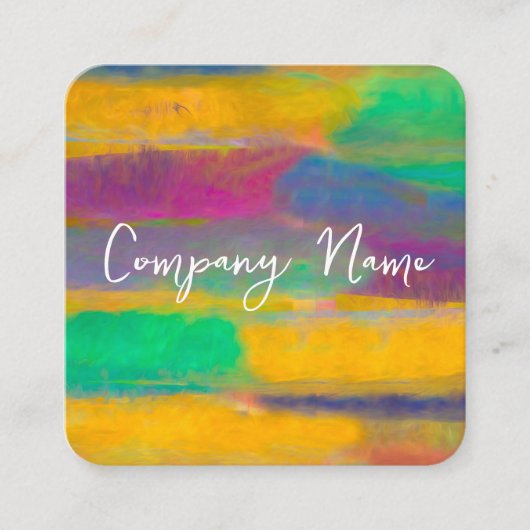 farbenfrohe abstrakte Kunst, mutig und hell Quadratische Visitenkarte (Vorderseite)
