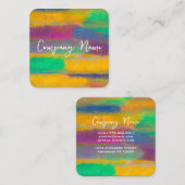 farbenfrohe abstrakte Kunst, mutig und hell Quadratische Visitenkarte (Vorne/Hinten)