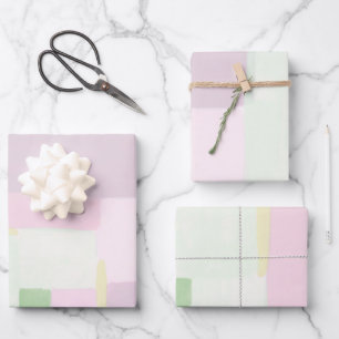 Farbenfrohe abstrakte Kunst Pastell-Verpackungspap Geschenkpapier Set