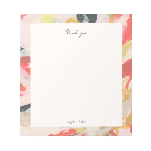 Farbenfrohe Abstrakte Kunst Personalisiert Danke Notizblock (Vorderseite)