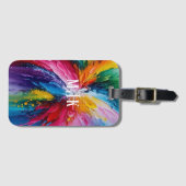 Farbenfrohe Abstrakte Kunst Personalisiert Monogra Gepäckanhänger (Vorderseite (Horizontal))