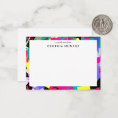 Farbenfrohe Abstrakte Kunst Personalisiert Station Mitteilungskarte (Vorderseite/Rückseite Beispiel)