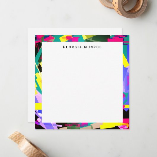 Farbenfrohe Abstrakte Kunst Personalisiert Station Mitteilungskarte (Vorderseite/Rückseite Beispiel)