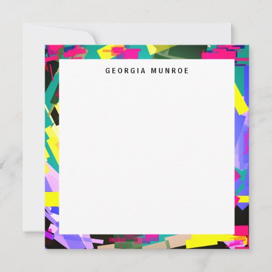 Farbenfrohe Abstrakte Kunst Personalisiert Station Mitteilungskarte (Vorderseite)