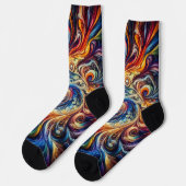 Farbenfrohe Abstrakte Kunst Socken (Linkes Detail)