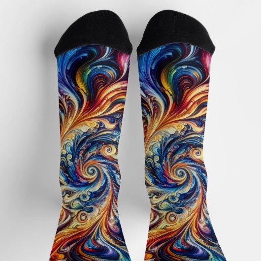 Farbenfrohe Abstrakte Kunst Socken (Oben)