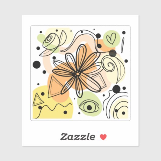 Farbenfrohe Abstrakte Kunst Zeichnend Aufkleber (Blatt)