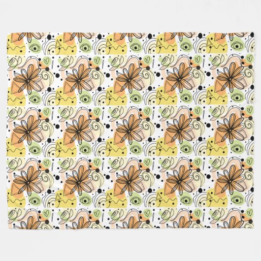 Farbenfrohe Abstrakte Kunst Zeichnend Fleecedecke (Vorderseite (Horizontal))