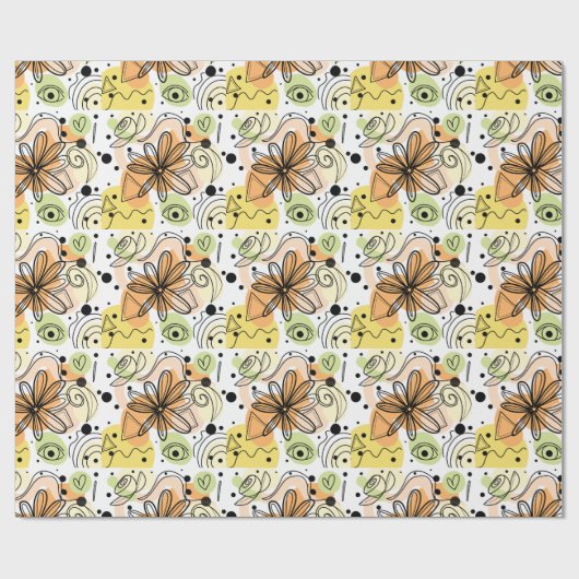 Farbenfrohe Abstrakte Kunst Zeichnend Geschenkpapier (Flach)