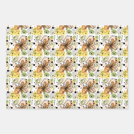 Farbenfrohe Abstrakte Kunst Zeichnend Geschenkpapier Set (Vorderseite)