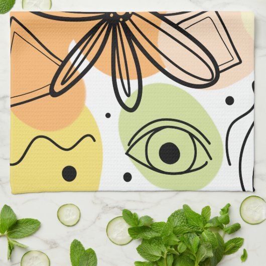 Farbenfrohe Abstrakte Kunst Zeichnend Geschirrtuch (Gefaltet)