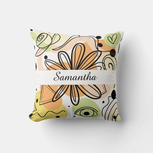 Farbenfrohe Abstrakte Kunst Zeichnend Kissen (Vorderseite)