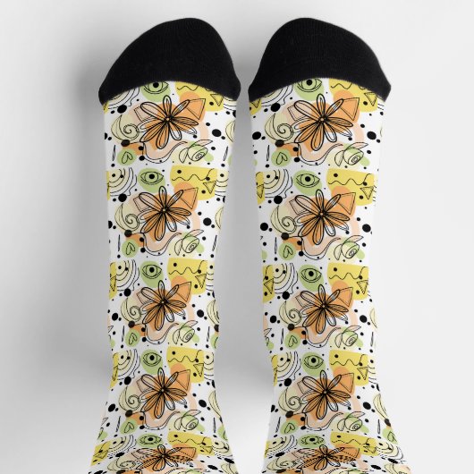 Farbenfrohe Abstrakte Kunst Zeichnend Socken (Oben)