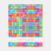 Farbenfrohe Abstrakte Kunstfamilie Name Moderner S Fleecedecke (Vorderseite)