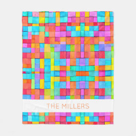 Farbenfrohe Abstrakte Kunstfamilie Name Moderner S Fleecedecke