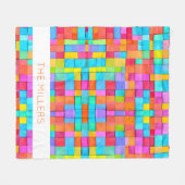 Farbenfrohe Abstrakte Kunstfamilie Name Moderner S Fleecedecke (Vorderseite (Horizontal))