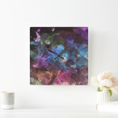 Farbenfrohe Abstrakte Kunstgalerie Quadratische Wanduhr (Zuhause)