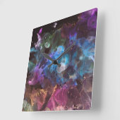 Farbenfrohe Abstrakte Kunstgalerie Quadratische Wanduhr (Winkel)