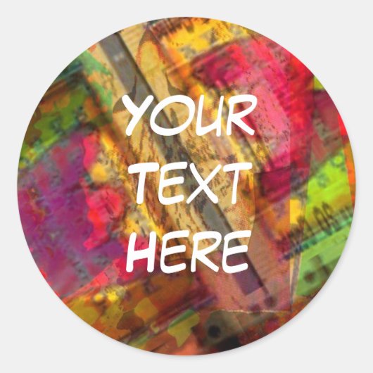 Farbenfrohe Abstrakte Kunstkleber Runder Aufkleber (Vorderseite)