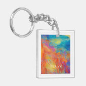Farbenfrohe Abstrakte Künstler Malerei Spaß NAME M Schlüsselanhänger (Vorderseite links)