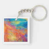 Farbenfrohe Abstrakte Künstler Malerei Spaß NAME M Schlüsselanhänger (Rückseite)