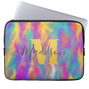 farbenfrohe abstrakte Kunstmalerei Monogramm Laptopschutzhülle