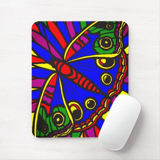 Farbenfrohe Abstrakte Kunstschmetterlinge Mousepad (Mit Mouse)