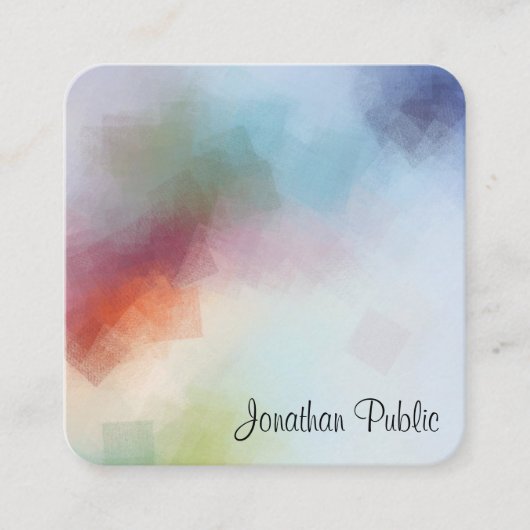 Farbenfrohe Abstrakte Kunstvorlage Elegante Modern Quadratische Visitenkarte (Vorderseite)