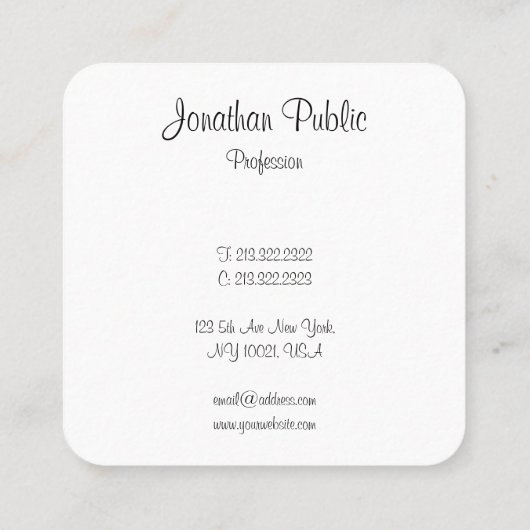 Farbenfrohe Abstrakte Kunstvorlage Elegante Modern Quadratische Visitenkarte (Rückseite)