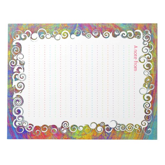 Farbenfrohe Abstrakte Kunstwellen Benutzerdefinier Notizblock (Vorderseite)