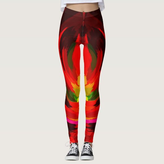 Farbenfrohe Abstrakte Leggings mit Neonlinien-Gala (Vorderseite)