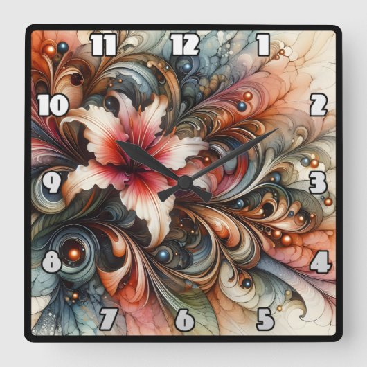 Farbenfrohe Abstrakte Liege mit künstlerischen Wir Quadratische Wanduhr (Vorderseite)