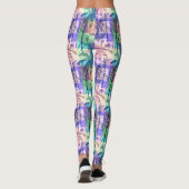 Farbenfrohe Abstrakte Luau Tropische Palmen Leggings (Rückseite)