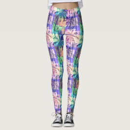 Farbenfrohe Abstrakte Luau Tropische Palmen Leggings