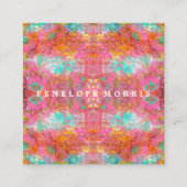 Farbenfrohe, Abstrakte Makeup-Künstlerin Quadratische Visitenkarte (Vorderseite)