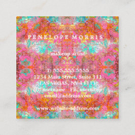 Farbenfrohe, Abstrakte Makeup-Künstlerin Quadratische Visitenkarte