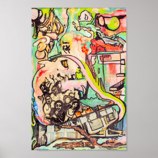 Farbenfrohe Abstrakte Malerei Archiv Kunst-Poster Poster