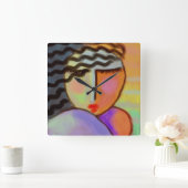 Farbenfrohe Abstrakte Malerei große Uhr (Zuhause)