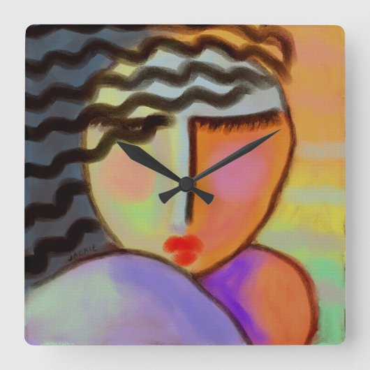 Farbenfrohe Abstrakte Malerei große Uhr (Vorderseite)