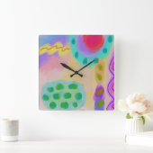 Farbenfrohe Abstrakte Malerei große Uhr (Zuhause)